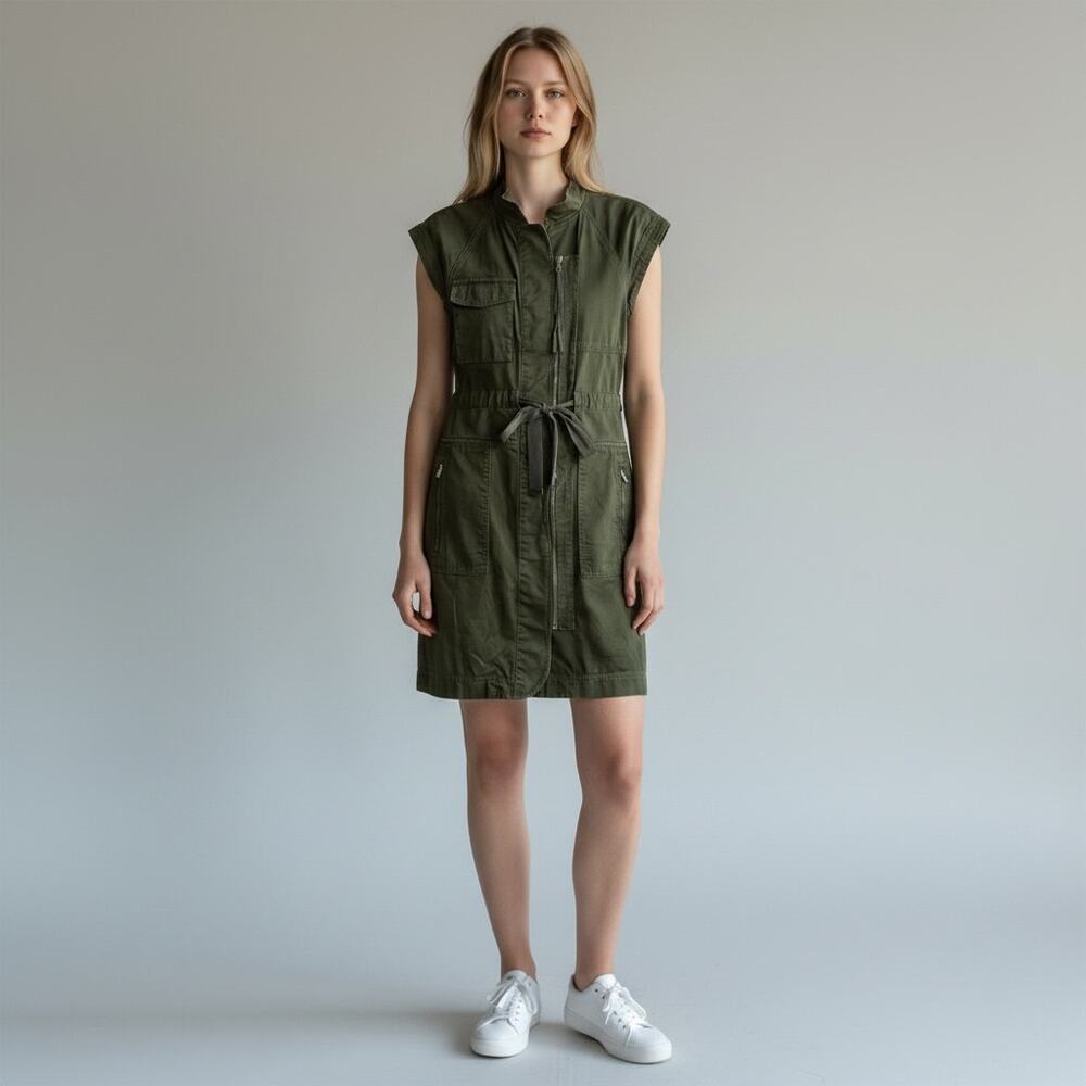 Marc by Marc Jacobs Standard Supply Workwear Dress 6 Peat Green Utility Zip